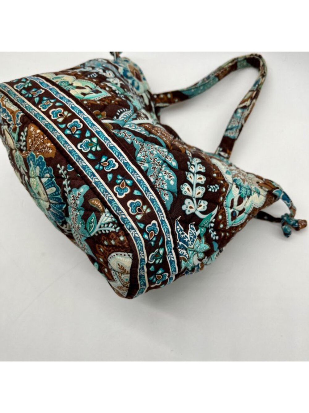 Vera Bradley Java Blue Fabric Floral Quilted Shoulder Bag - Picture 6 of 10